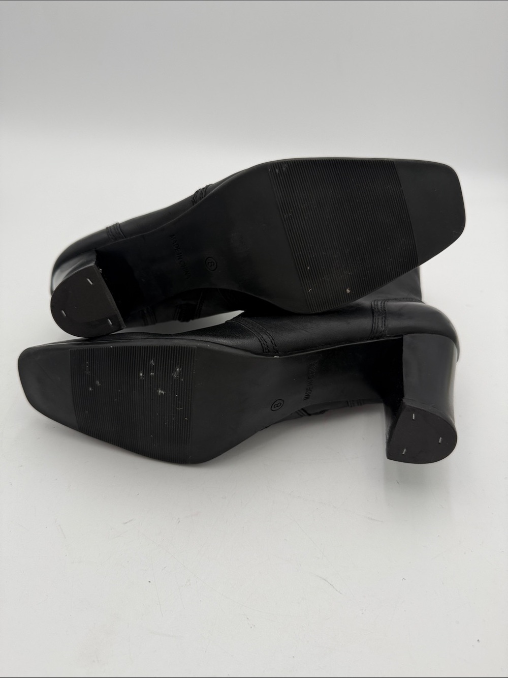 Style &co Black Leather Women Ankle Boots - Classic Square Toe women 8M Y2K fall - Picture 8 of 14